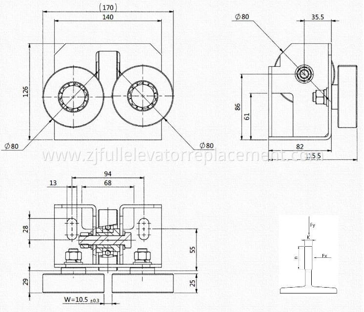 Cabin Guide Shoe for Home Elevators 10mm 16mm 